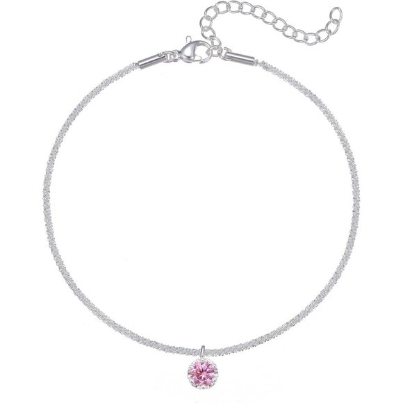 Accessories - Chic Octobers' Birthstone Anklet – Sparkling Silver & Waterproof for Daily Style